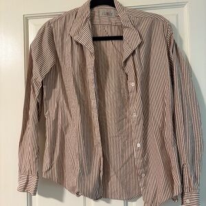 J.Crew Brown & White Striped Button-Up Shirt Size 4
